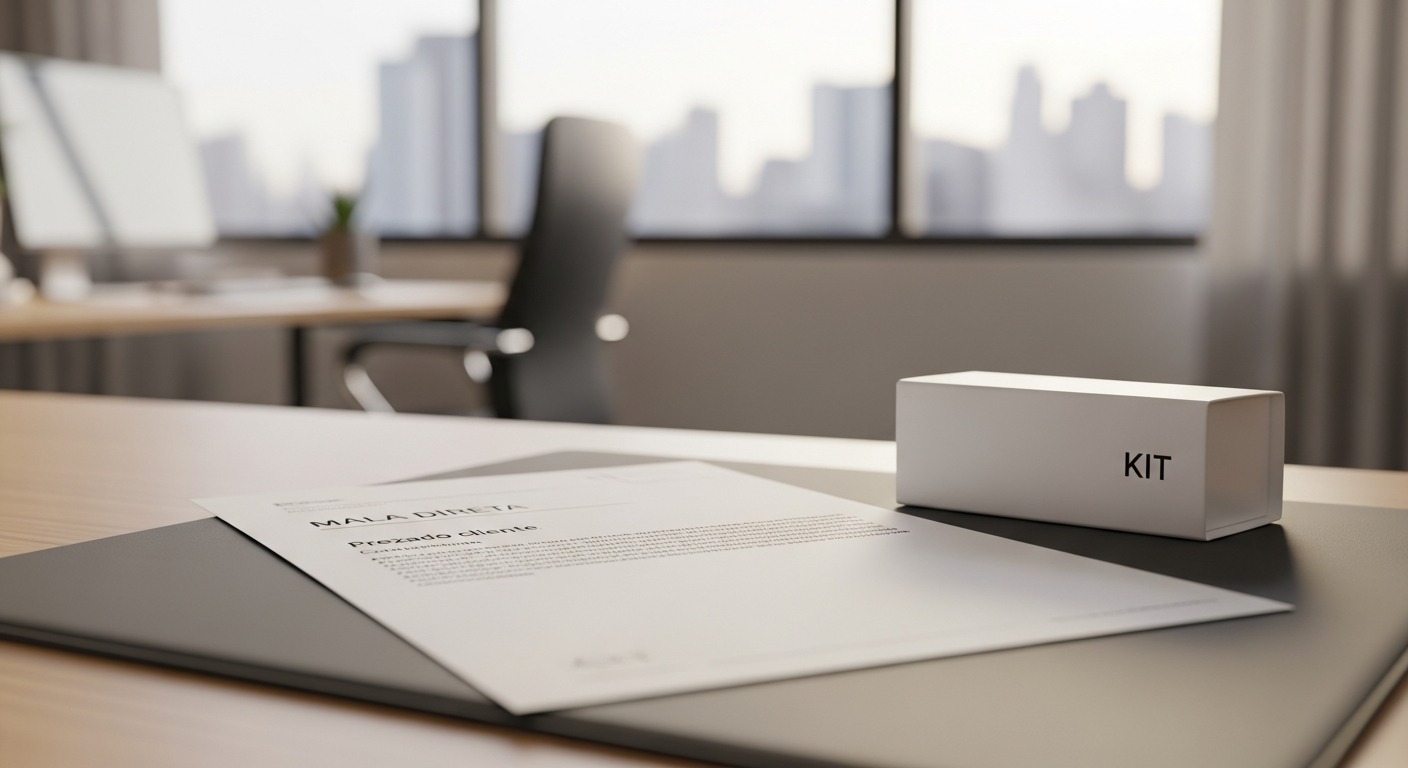 Carta de mala direta personalizada para reativar clientes inativos B2B sobre a mesa de um escritório corporativo