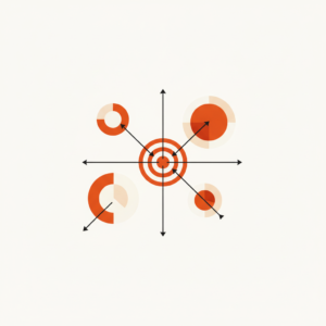 Ilustração abstrata representando a segmentação de dados para campanha de marketing em negócios.