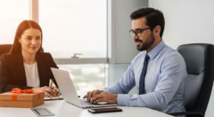 Diretor comercial analisando dados para reativação de clientes inativos