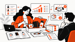 Ilustração sobre como vender kits corporativos completos