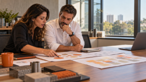 Gestores brasileiros analisando segmentos e contas durante o dimensionamento de mercado B2B